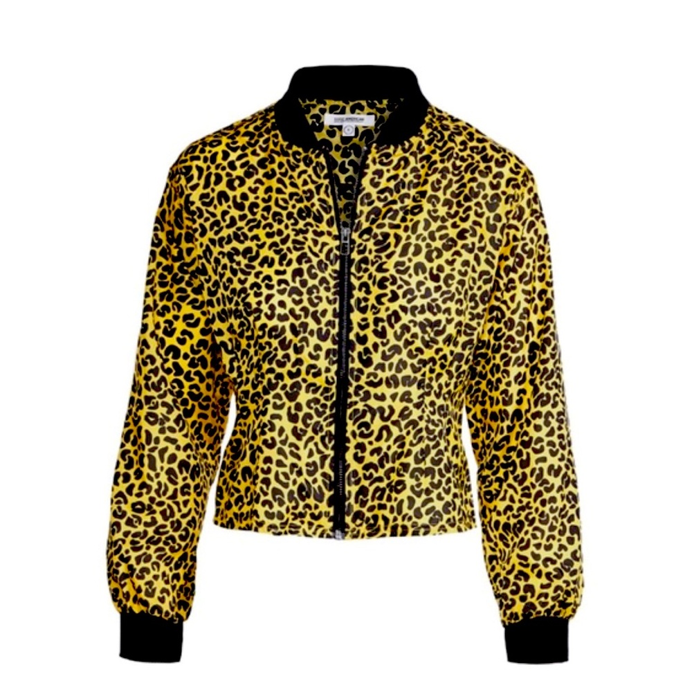 Good American Women’s Yellow Leopard Print Jacket. Size 3-L .SKU 085